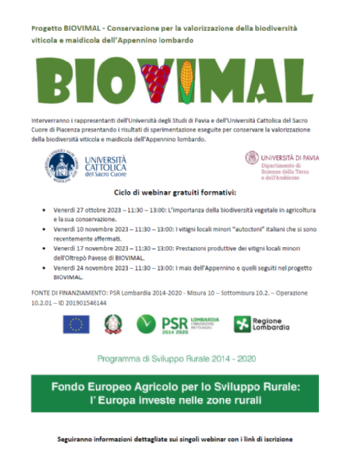 Ciclo di webinar gratuiti formativi - BIOVIMAL